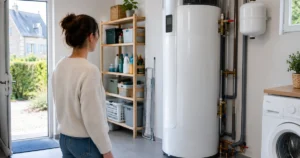 Chauffe-eau thermodynamique installé dans un cellier